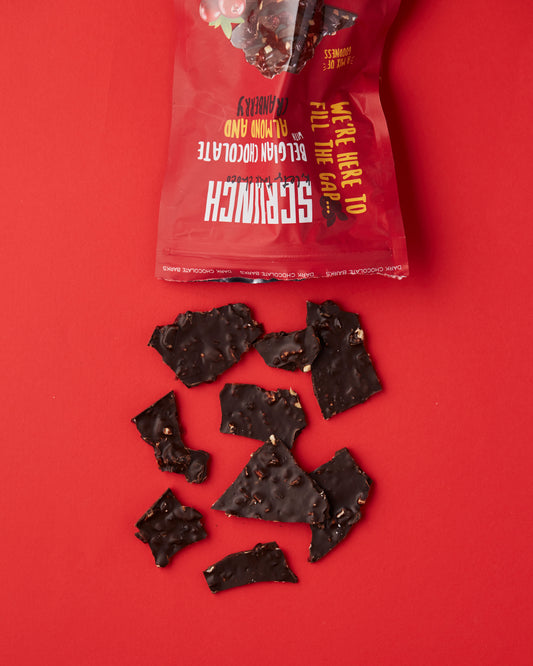 Belgian Dark Chocolate Almond & Cranberry Barks - Box of 12 x 35g