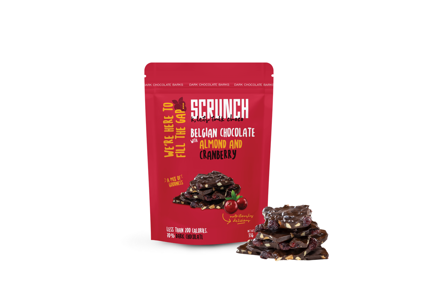 Belgian Dark Chocolate Almond & Cranberry Barks