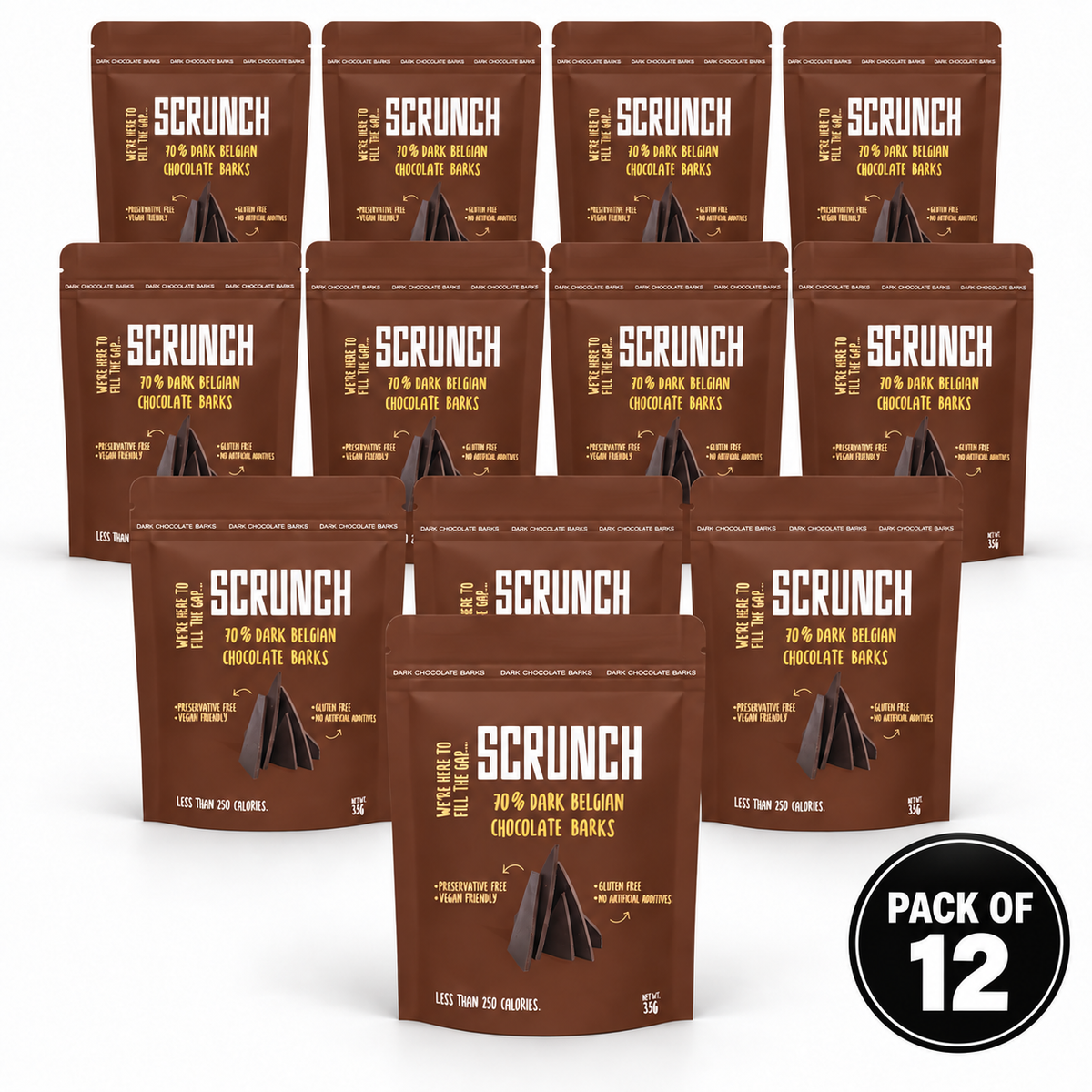 Belgian 70% Dark Chocolate Plain Barks - Box of 12 x 35g