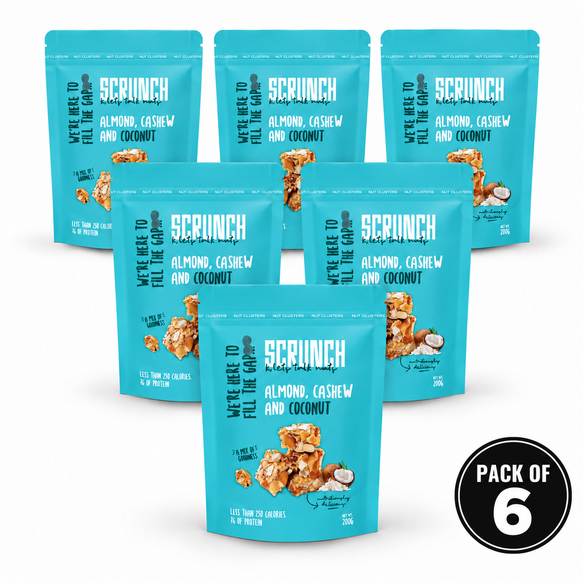 Almond, Cashew & Coconut Clusters - Box of 6 x 200g