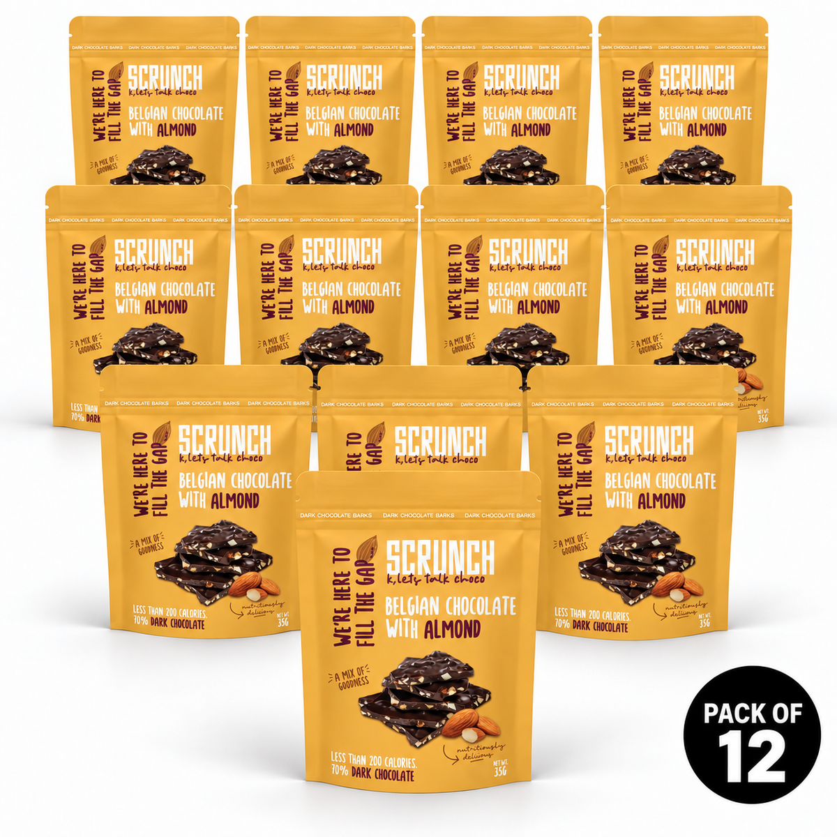 Belgian Dark Chocolate Almond Barks - Box of 12 x 35g