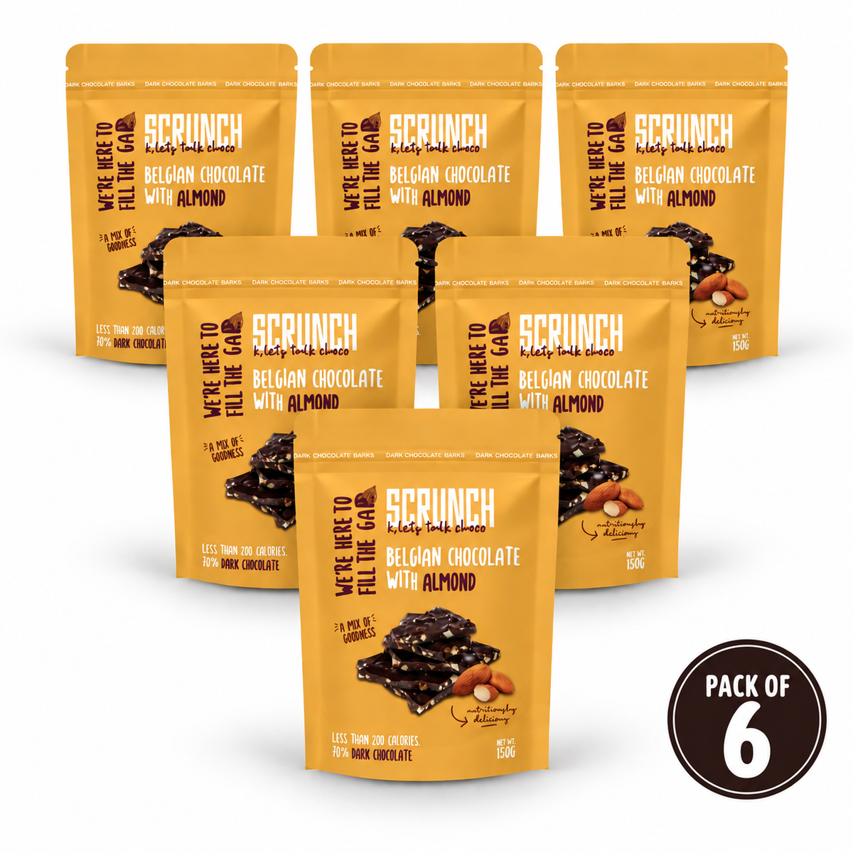 Belgian Dark Chocolate Almond Barks - Box of 6 x 150g