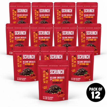 Belgian Dark Chocolate Almond & Cranberry Barks - Box of 12 x 35g