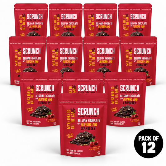 Belgian Dark Chocolate Almond & Cranberry Barks - Box of 12 x 35g
