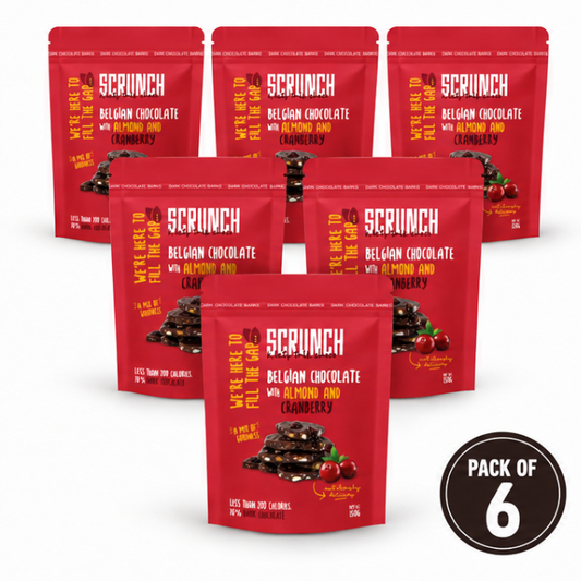 Belgian Dark Chocolate Almond & Cranberry Barks - Box of 6 x 150g