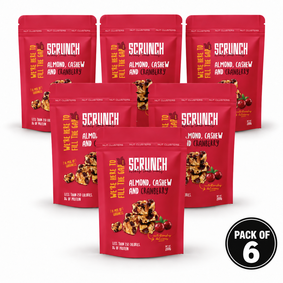 Almond, Cashew, Cranberry Clusters - Box of 6 x 200g