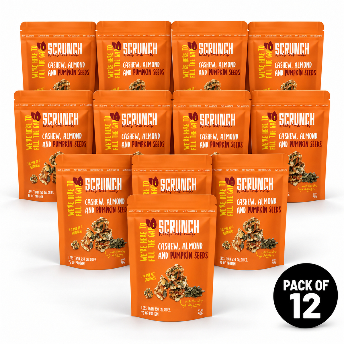 Cashew, Almond & Pumpkin Seed Clusters - Box of 12 x 40g